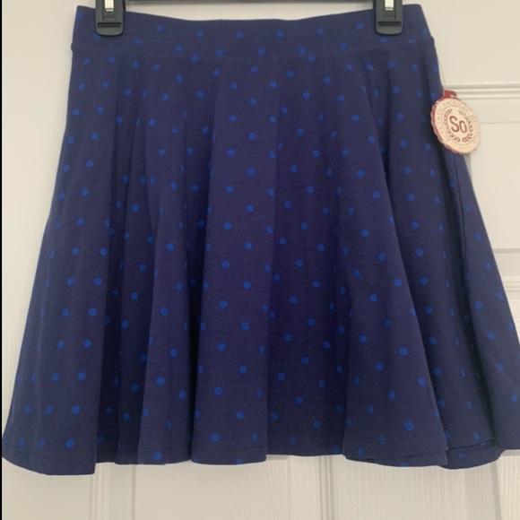 NWT L SO Knit Skater Skirt Navy with Blue Dots - Picture 4 of 5